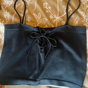 Black ribbed crop top